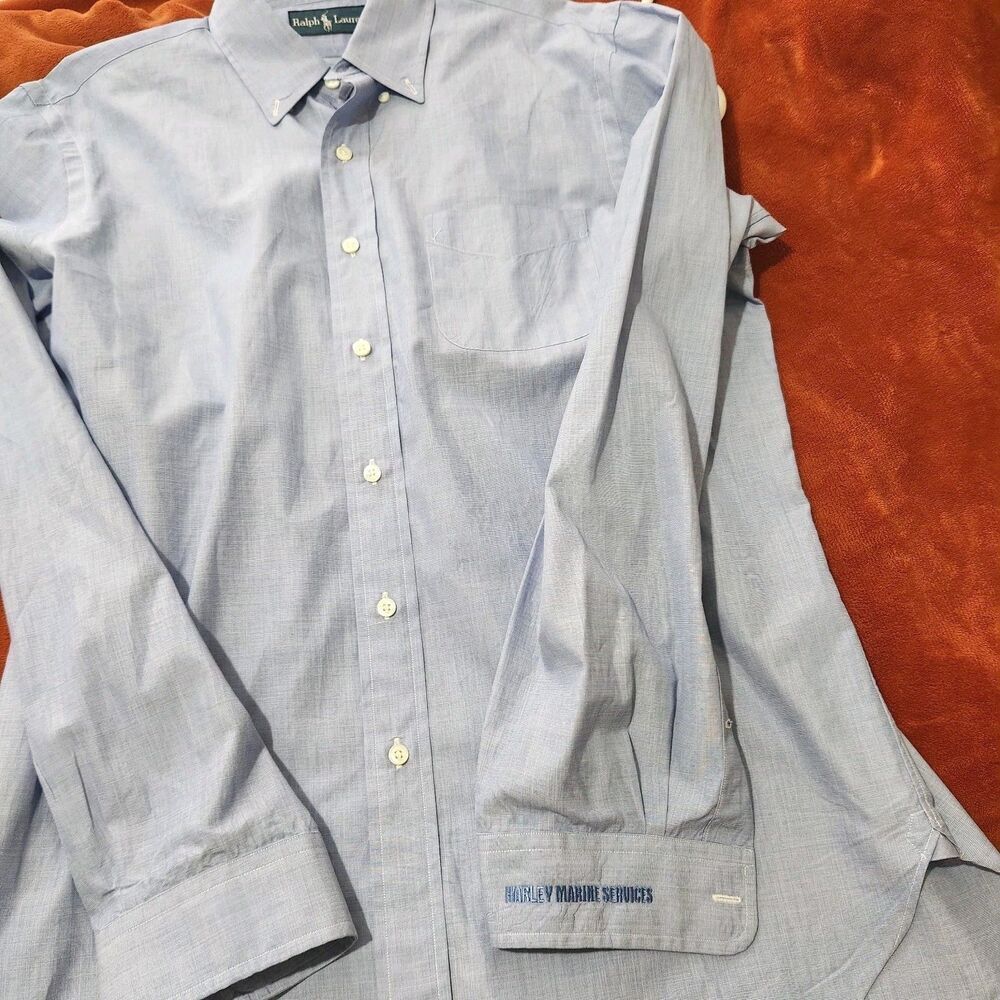 Polo Ralph Lauren Shirt Large Harley Marine Service Logo On Sleeve - Picture 4 of 7